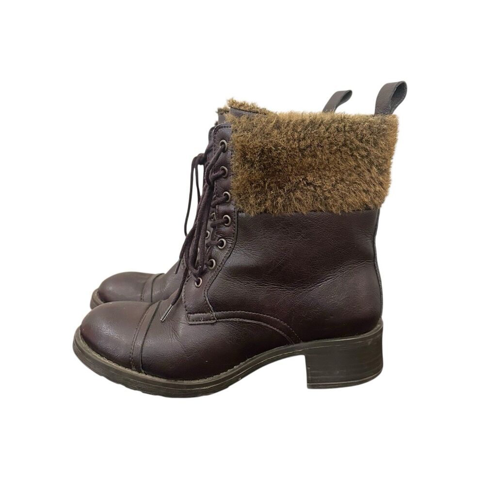 Will’s Vegan Store Insulated Aviator Boot Women’s 39 Brown Faux Fir Trim